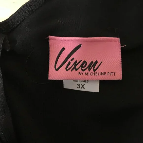 VIXEN MICHELINE PITT - WOMEN'S 3X -BLACK 3/4 LENGTH SLEEVE V NECK DRESS - Picture 7 of 8